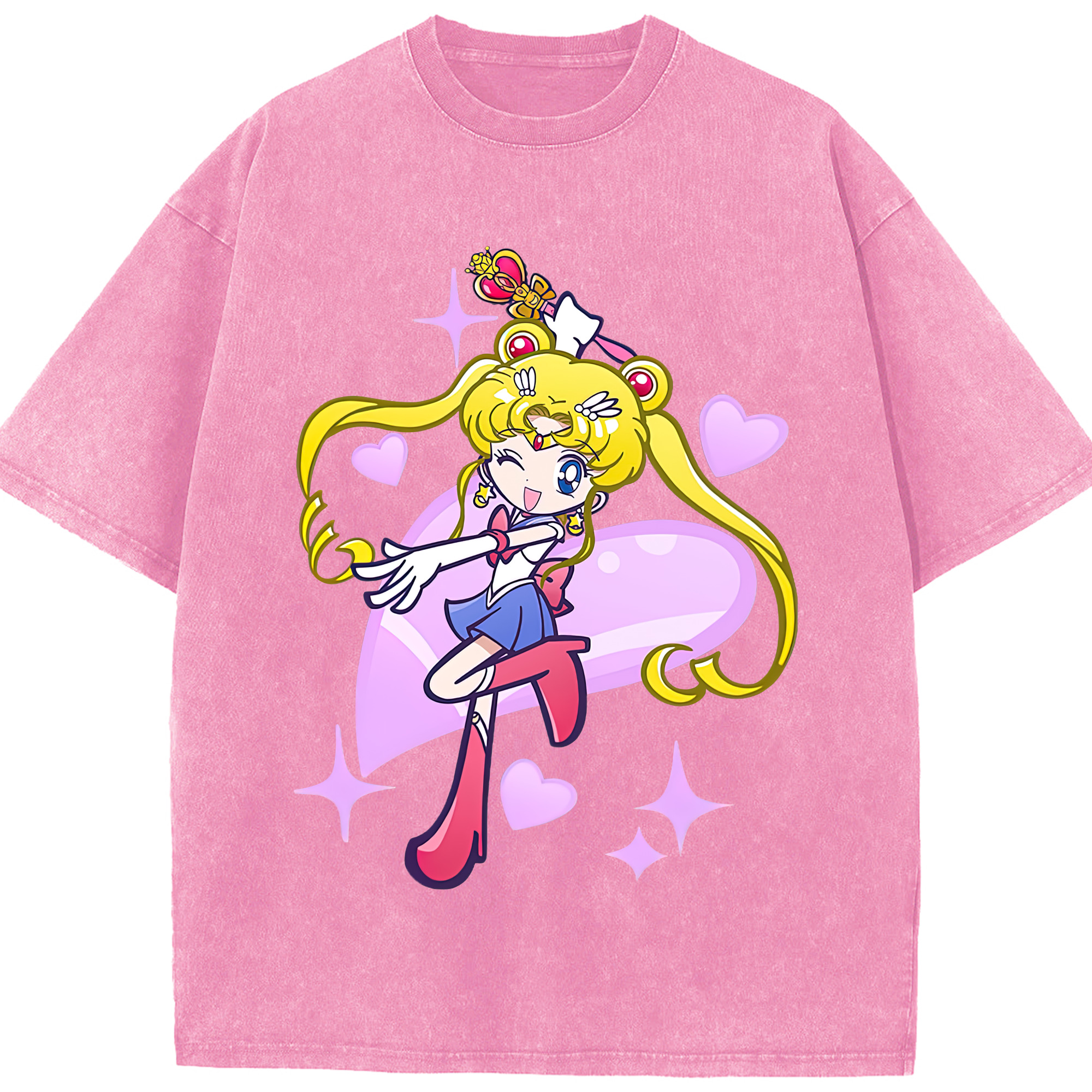 （画像用） 美少女戦士セーラームーン 月野 うさぎ つきの うさぎ Sailor Moon Tsukino Usagi 綿100% ヴィンテージ風 半袖Tシャツ（フロントプリント）